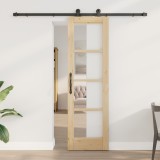 Ușa glisantă vidaXL cu set de accesorii &#039;ORKDAL&#039;Lemn masiv și sticlă