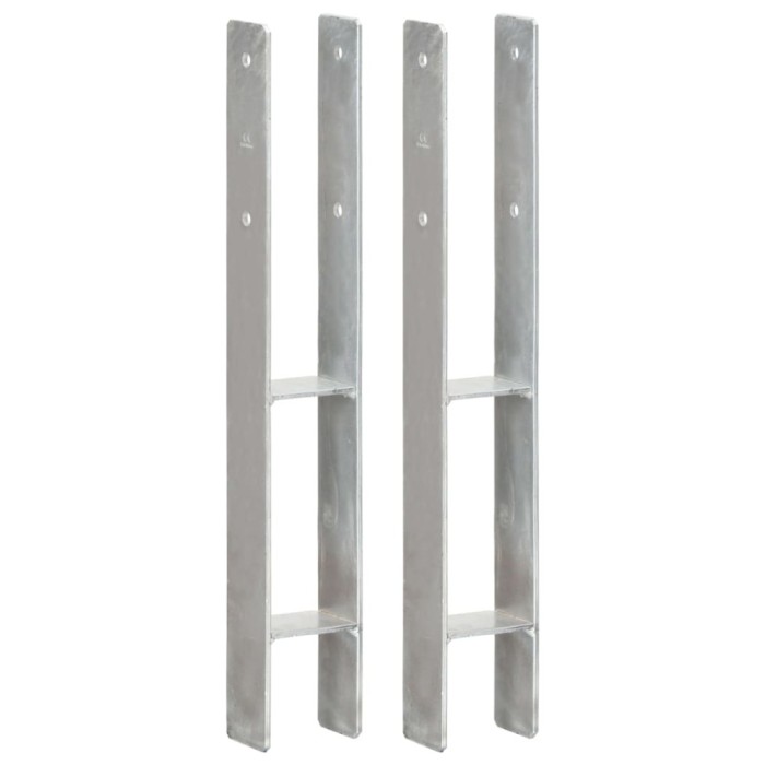 Gossi ancore de gard, 2 buc., argintiu, 8x6x60 cm, otel galvanizat