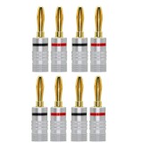 Set 8 mufe banana tata 4mm metal cu surub si inel negru si rosu SET-8-BANANA/M-B+R