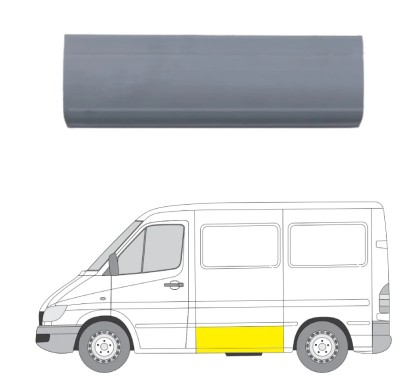 Segment reparatie panou lateral Volkswagen Lt Ii, 05.1996-12.2005; Mercedes Sprinter, 01.1995-2007, montare stanga, inferior; tabla; segment latime; foto