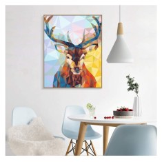 Set de pictura cu numere, model cerb, 41 x 51 cm, vopsea in ulei, multicolor