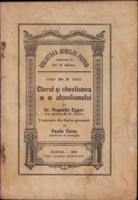 HST C853 Clerul și chestiunea alcoolismului 1912 Egger