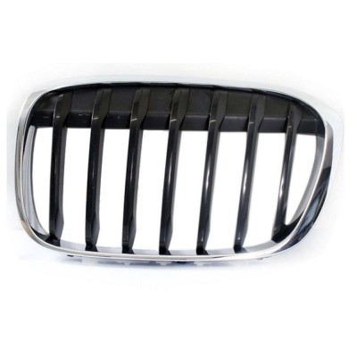 Grila radiator, masca fata Bmw X1 (F48), 06.2015-, parte montare partea stanga, neagra, cu rama cromata, 20X305-1, Aftermarket foto