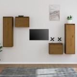 VidaXL Comode TV, maro miere, 4 buc., lemn masiv de pin