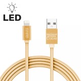 Cablu date incarcare iPhone lightning lumina LED 1m Delight auriu