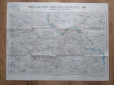Harta veche germana razboi WW1 frontul de vest 1914 Franta St. Omer Lille Arras