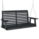 Cumpara ieftin Banca balansoar gradina lanturi metalice negru lemn masiv brad