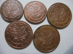 Germania (11) - 1 Euro Cent 2008, 2009 D, 2 Euro Cent 2008 D, F, 2009 D foto