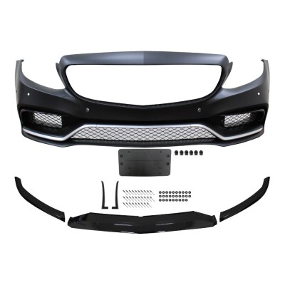 Set bara fata MERCEDES C-CLASS (W205), 01.2014-2019, cu / fara capac senzor parcare, cu 6 gauri senzori parcare; grunduit, de vopsit; type C63 AMG, c foto