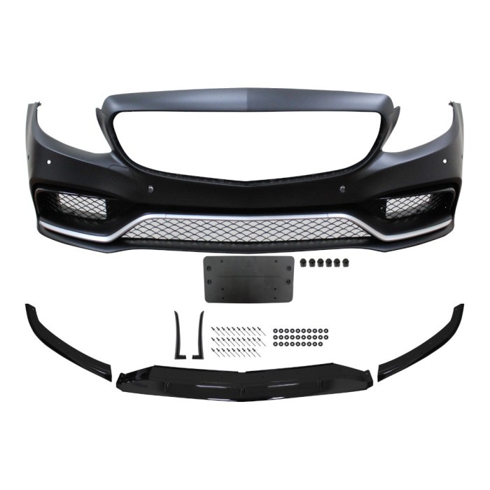 Set bara fata MERCEDES C-CLASS (W205), 01.2014-2019, cu / fara capac senzor parcare, cu 6 gauri senzori parcare; grunduit, de vopsit; type C63 AMG, c