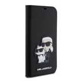 Husa Karl Lagerfeld PU Saffiano Karl and Choupette NFT Flip Carte iPhone 13, Negru