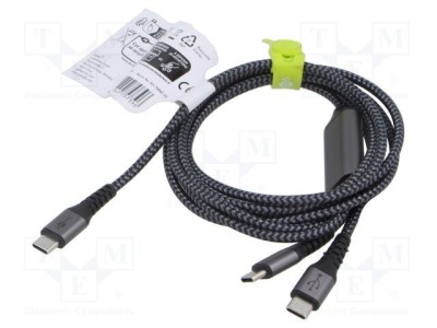 Cablu USB 2.0 Goobay USB C la USB C 1,5 m negru-argintiu Power Delivery foto