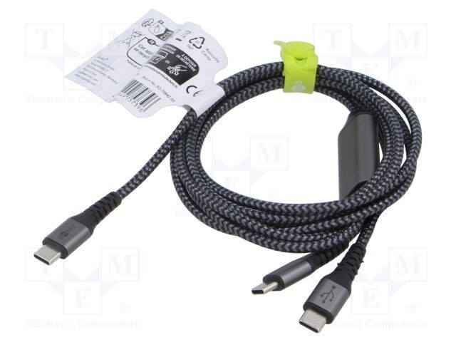 Cablu USB 2.0 Goobay USB C la USB C 1,5 m negru-argintiu Power Delivery