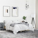 VidaXL Cadru de pat, stejar sonoma, 135x190cm, lemn prelucrat și metal