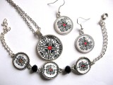 Set bijuterii pandantiv , cercei si bratara cu model traditional 29885