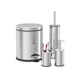 Set de baie Zilan, cos menajer 3 l, perie WC, suport sapun, suport periute