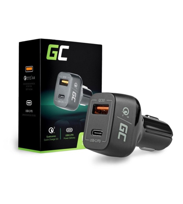 Incarcator auto USB-C Power Delivery + USB Quick Charge 3.0 GREEN CELL