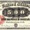 500 dolari 1880 Reproducere Bancnota USD , Dimensiune reala 1:1
