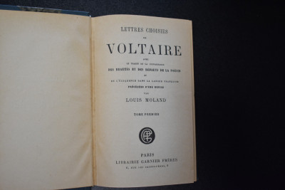 Louis Moland - Lettres choisies de Voltaire primul volum foto
