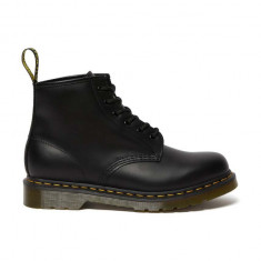 Dr. Martens bocanci de piele 101 Yellow Stitch femei, culoarea negru, cu toc plat 26230001