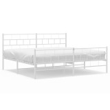 Cumpara ieftin Cadru de pat metalic cu tablie de cap/picioare, alb, 193x203 cm