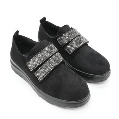 Pantofi casual dama, piele intoarsa, cu scai, PS114, Negru 38 EU foto