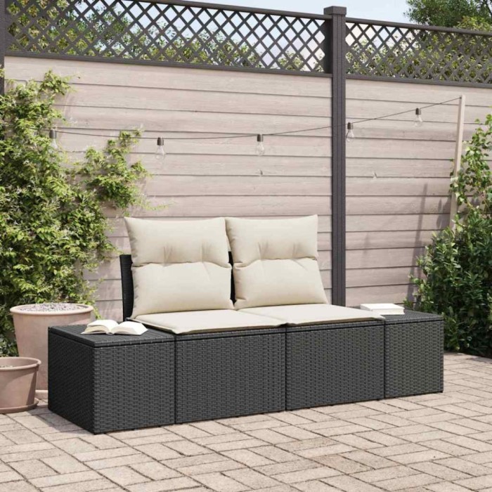 vidaXL Canapea de grădină cu pernă Negru 123 x 62 x 69cm poliratan 42006802