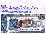 Banconta de colectie SPECIMEN 500 PESEQIND LEKE ALBANIA UNC