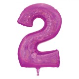 Balon Petrecere Fucsia Holografică, Nr. 2, 60 cm, Aluminiu