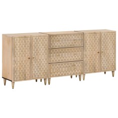 Dulapuri laterale, 3 buc., 60x33x75 cm, lemn masiv de mango
