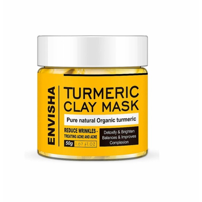 Masca cu turmeric si argila pentru iluminare acnee rozacee si cearcane Envisha 50g