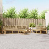 vidaXL Set de canapele de exterior cu pernă 6 pcs Alb și Bej 3386102