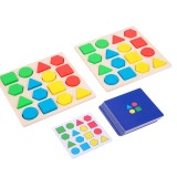 Joc Asamblare Constructie Leziter din Lemn, Puzzle Forme Geometrice Educativ, Multicolor, Varsta 3+ ani