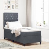 vidaXL Pat cu arcuri cu saltea Gri &icirc;nchis 80 x 200 cm Catifea 3343209