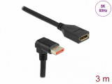Cablu prelungitor Displayport 8K60Hz/4K240Hz HDR unghi jos/drept T-M 3m, Delock 87093