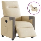 VidaXL Fotoliu rabatabil electric, crem, material textil