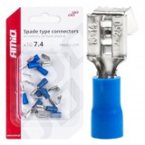 Set 10 Conectori Cablaje 7.4/6.3mm, 1.5-2.5mm&sup2;, 15A, Izolat, PVC, Sertizare, Tata/Mama, Albastru