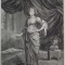 DAME GREQUE , DANS SON APARTEMENT , GRAVURA ORIGINALA PE METAL DE GERARD SCOTIN , 1714