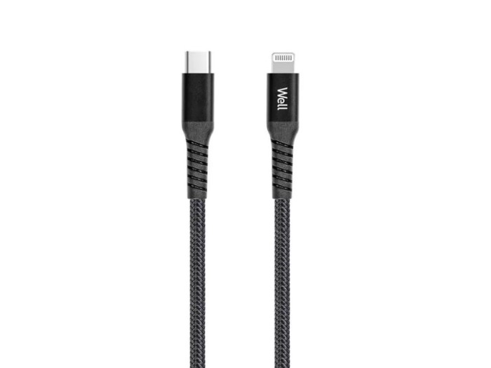Cablu de date si incarcare USC TYPE C - iPhone Lightning 1m PD certificat MFI negru Well