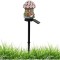 Lampa solara tip casuta de gradina, impermeabila, cu lumina calda, fixare tip tarus, din ABS, negru/roz