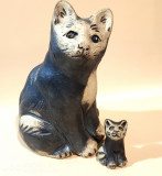 Familie de pisici, figurine vintage din ceramica, Suedia -