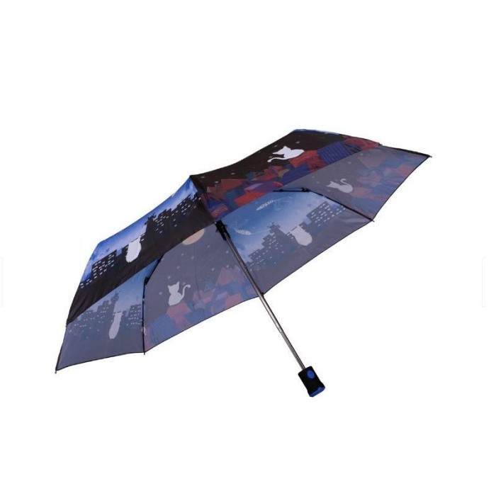 Umbrela telescopica Neagra cu pisici, deschidere automata, diametru 102cm