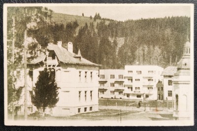Vatra Dornei 1955 - Baile - printata, circulata la Arad, timbru intact, stampile perfect lizibile, Editura Libraria noastra foto