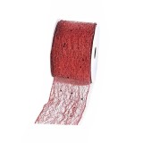 Rola panglica Craciun textil paiete rosii mm 60 x 20 m
