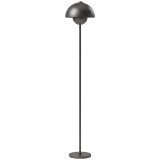 HOMCOM Lampă de podea, abajur rotund, comutator de picior, cablu lung, aspect elegant, metal, gri | Aosom Romania