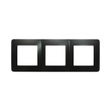 Rama tripla neagra din PC pentru priza si intrerupator, 225x83 mm
