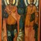 ICOANA &Icirc;MPĂRĂTEASCĂ-SFINȚII ARHANGHELI MIHAIL SI GAVRIL-TEMPERA PE LEMN-SCOALA ROMANEASCA-SECOL 19-DIMENSIUNI 95X63 CENTIMETRI