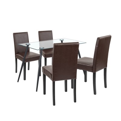Set de masă Alen 4+1 negru-maro foto