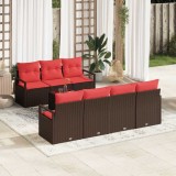 vidaXL Set de canapea cu pernă Manual 8 pcs Maro și roșu poliratan 3346294