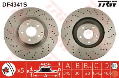 Disc frana MERCEDES C-CLASS (W203) (2000 - 2007) TRW DF4341S foto